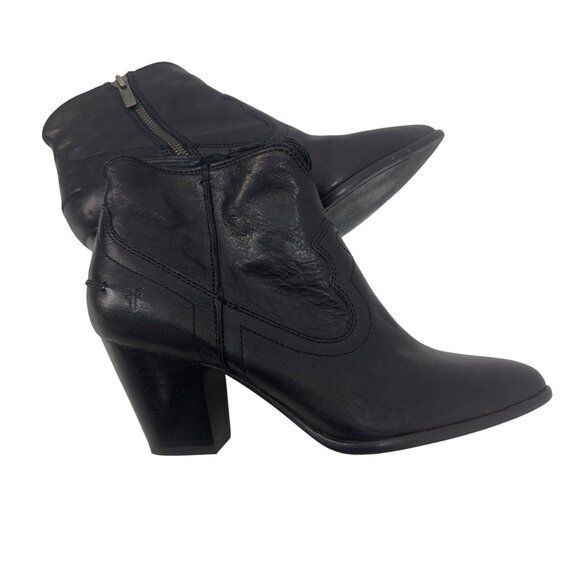 Frye Womens Black Leather Ankle Boots Size 8.5M Zipper Closure - Picture 9 of 13